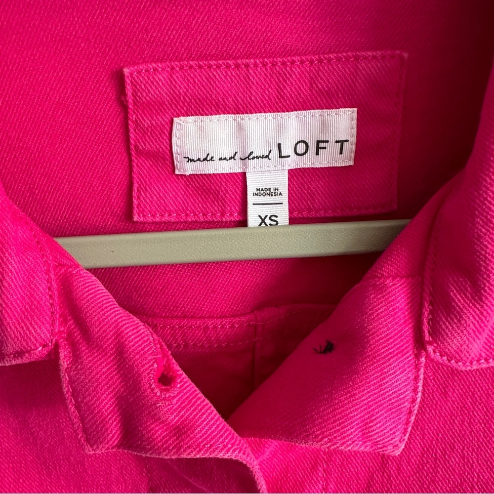 Loft Bright Pink Denim Jacket XS - Picture 3 of 11